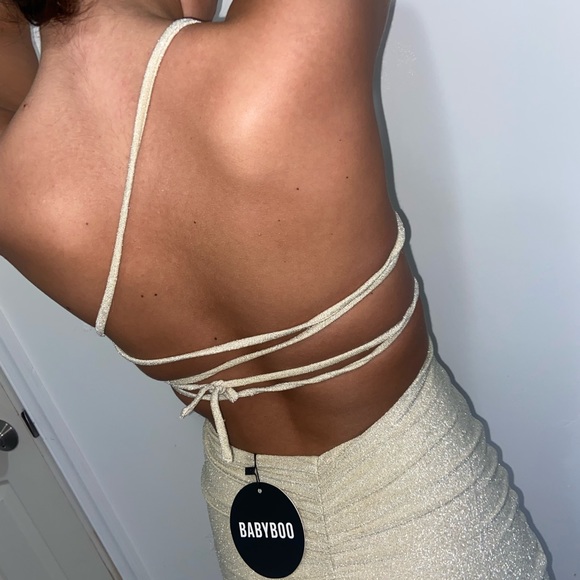 Gold long slick strap he back dress - Picture 7 of 7